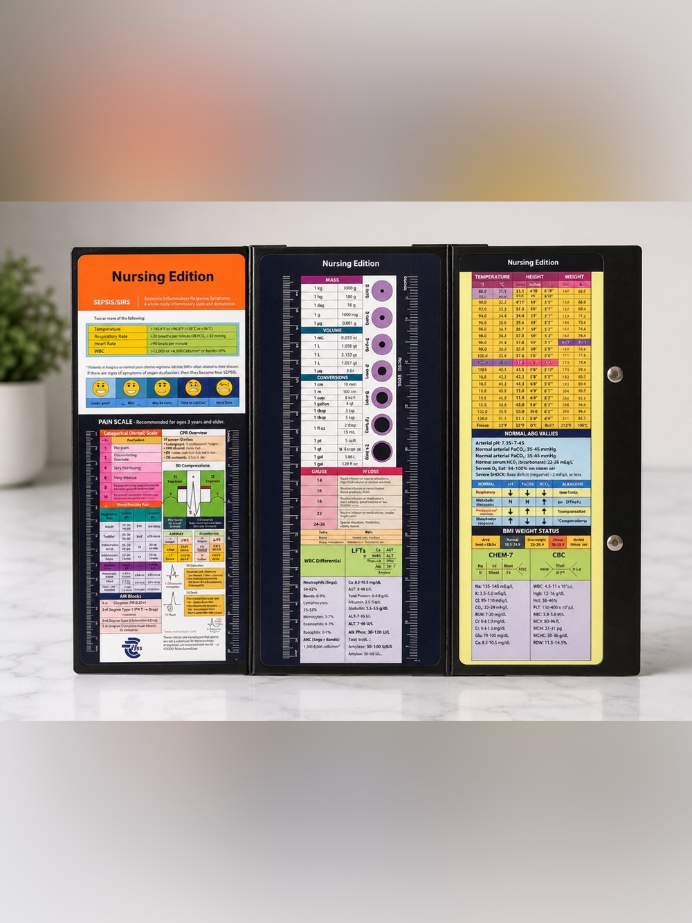 Nursing Edition Foldable Clipboard with Clinical Reference Charts